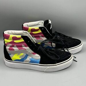 Vans Sk8-Hi High Top Sneakers Men 8 Black Camo Glitter Skateboard‎ 721356